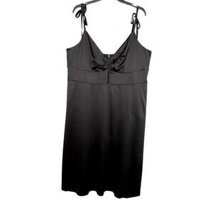 Danielle Bernstein Black Satin Sleeveless Midi‎ Dress Sz 16W NEW